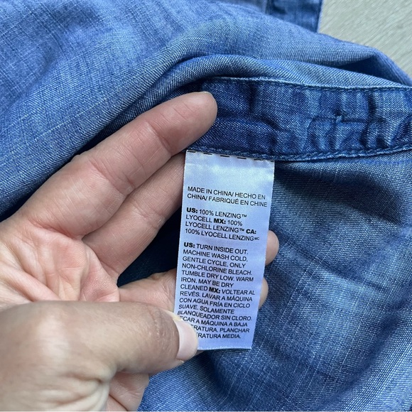 Chico's Side Button Maxi Chambray Dress Petite SZ 2 - Picture 8 of 9